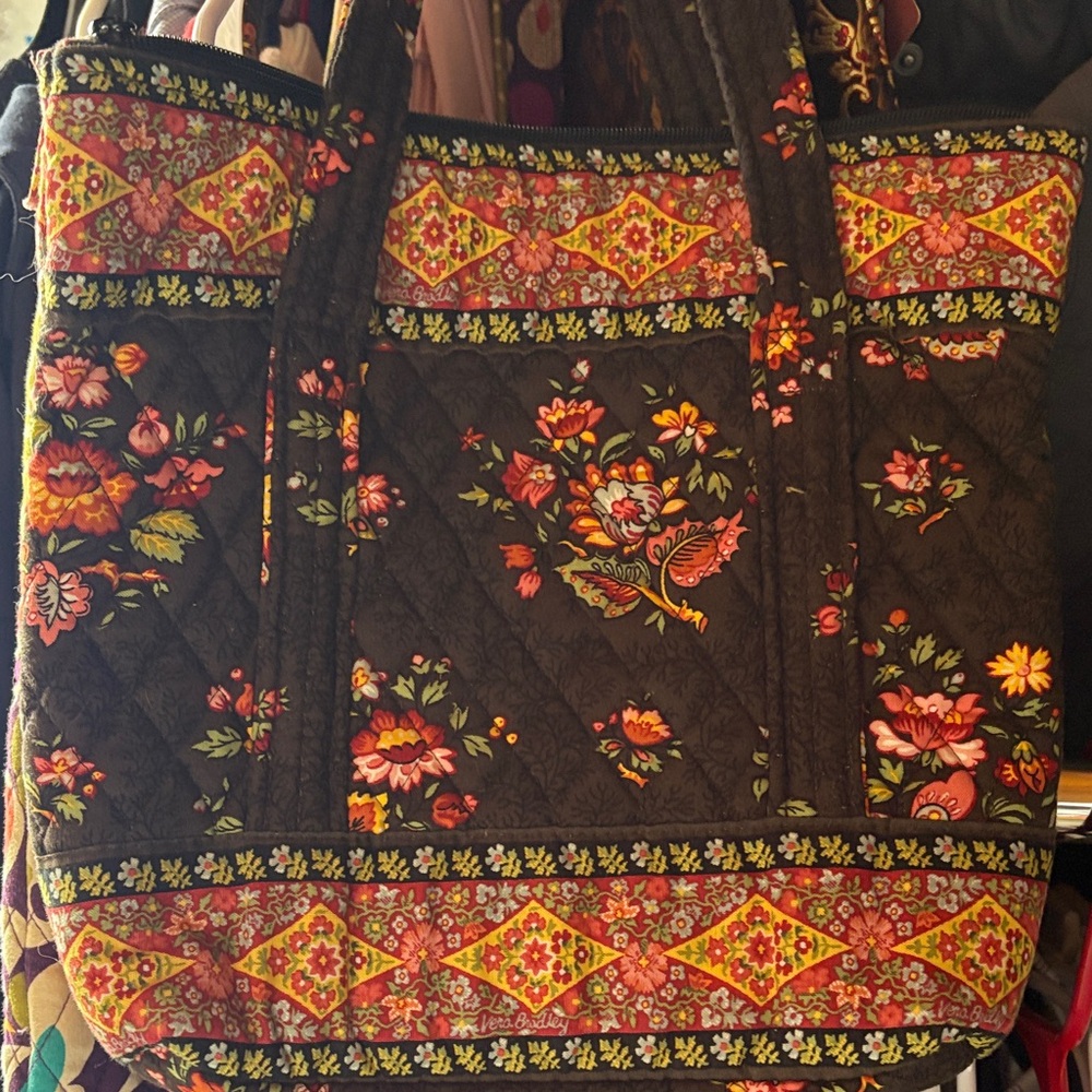 Vera Bradley Black Floral Quilted Tote